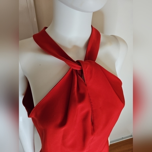 Women's Red Bodycon  Sleeveless Dress Knee Length Formal Cocktail Sz 8 - Picture 6 of 13